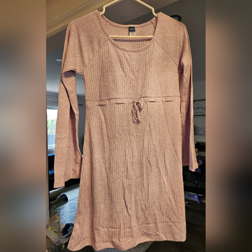 Old Navy Tan Long Sleeve Scoop Neck Sweater Dress
